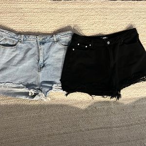 Set of two cut off high waist denim shorts